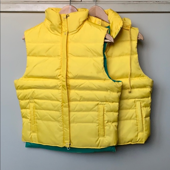 NEW Lucky Brand Down Quilted Puffer Yellow Vest L Zip unisex - Picture 14 of 15
